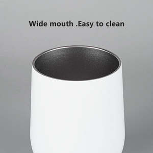 Gobelet à vin en acier inoxydable de 12 oz sans pied avec couvercle, tasse de voyage isotherme à double paroi, idéal pour le vin, le café, les boissons - Product Image 4