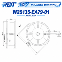 Ventilateur axial de refroidissement AC pour armoire de commande électrique W2S135-EA79-01 230V 172x150x38mm 45W 2800RPM pour ventilation de boîtier de commande