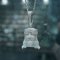 Collier Pendentif Jésus Iced Out pour Hommes, Bijoux Hip Hop en Cuivre Doré Pavé de Zircons Cubiques, Chaîne Bling, Accessoire de Mode Rapper