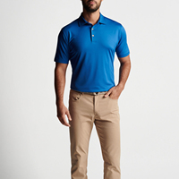 Kaus polo warna biru langit katun polos kustom kaus kasual spandeks poliester cetak layar sutra berongga