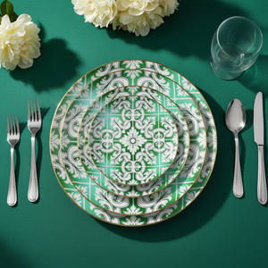 Platos de Porcelana China con Diseño Floral Rojo <span class=keywords><strong>y</strong></span> Blanco, Borde Dorado, <span class=keywords><strong>Vajilla</strong></span> Premium Personalizada para Bodas, Eventos <span class=keywords><strong>y</strong></span> Restaurantes - Product Image 6