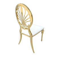 Chaise en acier inoxydable doré style royal, dossier décoratif, mobilier de luxe pour mariage, banquet et événements