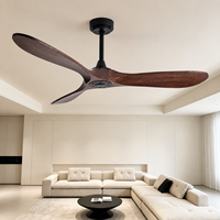 Ventilateur de plafond LED moderne à télécommande, 52 pouces, 3 pales, corps métallique, super silencieux, installation facile, pour salle à manger intérieure