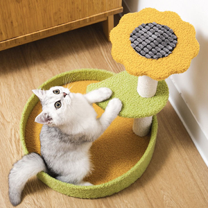 Felice gatto giocattoli interattivi fiore albero gatto all'ingrosso legno gratta e vinci - Product Image 2