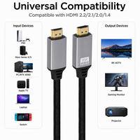 Câble Ultra Haute Vitesse 16K 2.2 96 Gbps avec gaine en nylon pour moniteur, projecteur et ordinateur OEM