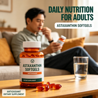 Gélules d'astaxanthine en marque blanche OEM, formule et emballage personnalisés, supplément alimentaire antioxydant en vrac
