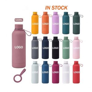 350ml/500ml/750ml/1000ml Custom Promotion logo Soft Touch Finish Insulated Double Wall Stainless <b>Steel</b> Water <b>Bottle</b> with Silicon - Product Image 1