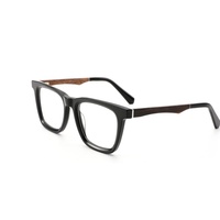Monture optique sur mesure en acétate carré avec branches effet bois, de haute qualité, tendance, unique et stylée pour la vie quotidienne