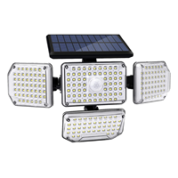 Lampu Tenaga Surya Luar Ruangan AHA 214 LED 30W 430 Lumens 4 Kepala Sensor Gerak Keamanan IP65 Bertenaga Baterai Sudut Sinar 360 Derajat Deteksi 7M