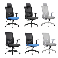 Chaise de bureau moderne en tissu avec roulettes, chaise de bureau ergonomique pivotante à dossier haut avec accoudoirs