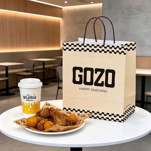 Custom Logo Eco-friendly Recyclable <b>Biodegradable</b> Restaurant Kraft <b>Paper</b> Bag for Fried Chicken Nuggets Takeaway Burger Fast Food - Product Image 5
