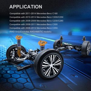 Amortisseurs GO Racing compatibles avec <span class=keywords><strong>Mercedes</strong></span> <span class=keywords><strong>Benz</strong></span> W204 Classe C 2008-2014 RWD, kit de réduction de hauteur réglable - Product Image 6