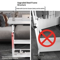 Table de Chevet Portable et Réglable en MDF avec Surface en Panneau de Densité et Rangement à Roulettes pour Petit Appartement, Chambre à Coucher, Bureau d'Ordinateur