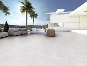 Suelo de baldosas cerámicas de travertino con tono beige cálido y diseño similar a la piedra natural de 600x600 - Product Image 4