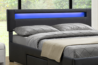 Willsoon modernes europäisches Schlafengebett doppelbett mit LED-Light-Light-Leiden und hochwertigem weichen Kunstlederstoff Holzrahmen für den heimgebrauch