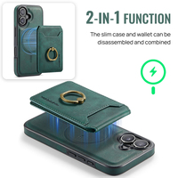 Étui magnétique pour iPhone 17/16 en cuir PU avec portefeuille, blocage RFID, support anneau et recharge sans fil – Vente en gros