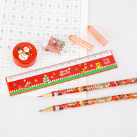 Ensemble de papeterie pour étudiants de Noël, comprenant un carnet de dessin animé, un taille-crayon, une gomme, 8 pièces
