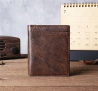 Porte-cartes en cuir véritable Crazy Horse Porte-cartes vintage à deux volets avec logo personnalisé pour hommes