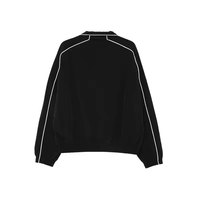 Veste de survêtement vintage en nylon noir pour homme avec empiècements contrastants blancs, fermeture éclair, col montant, coupe-vent, style streetwear, logo personnalisé OEM