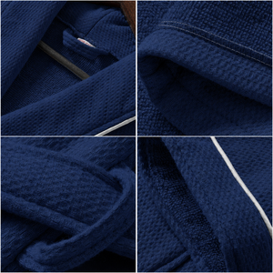 Accappatoio Unisex 100% Cotone in Spugna a Pelo Tagliato Blu Scuro Altamente Assorbente Traspirante per Viaggi e Negozi di Articoli da Regalo Stile Avvolgente da Donna - Product Image 3