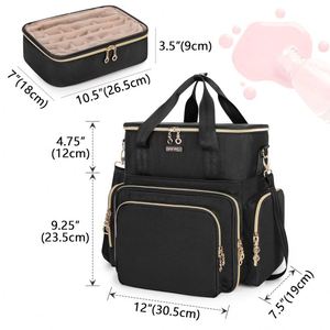 Échantillon Gratuit : Trousse de Manucure Détachable pour Vernis à Ongles, Sac de Voyage Portable Double Couche pour Vernis et Maquillage avec 2 Pochettes Amovibles - Product Image 2