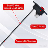 Prise de charge USB-C à montage sur panneau LN-03 avec indicateur LED et interrupteur à bascule, connecteur d'alimentation USB-C 5A SPST