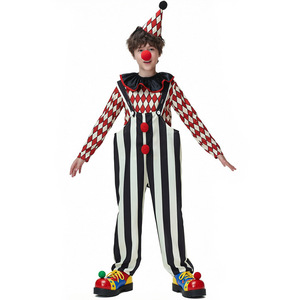 Disfraz de <span class=keywords><strong>Payaso</strong></span> de Terror Divertido para Niños de 3 a 10 Años, Traje Rojo con Rayas Blancas y Diamantes, para Halloween, Carnaval, Cosplay, Fiestas y Actuaciones - Product Image 5