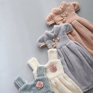 Serviettes de toilette en velours corail haute densité, style robe, mignonnes, en tissu double épaisseur, douces et respectueuses de la peau - Product Image 6