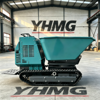Mini-dumper sur chenilles hydraulique diesel de 1200 kg, mini-dumper tout-terrain à déchargement automatique pour ferme et jardin