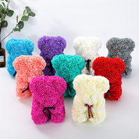 Ours en fleur artificielle de 25cm ours en rose pour la fête des mères cadeau parfait pour la Saint-Valentin anniversaire mariage anniversaire noël