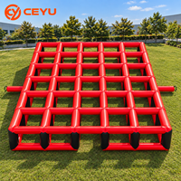 Ceyu Jeu de labyrinthe gonflable rouge et noir pour enfants et adultes, idéal pour la location de fêtes, les événements de carnaval et les divertissements