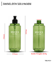 Vente en gros de flacons en plastique PET transparents vides de 500 ml, emballage pour gel douche, lotion pour le corps, flacon pompe pour emballage cosmétique