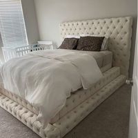Moderne Usine Prix direct Mode Pas Cher Confortable Maison Hôtel Meubles Double Taille Doux Chambre Lit de rangement