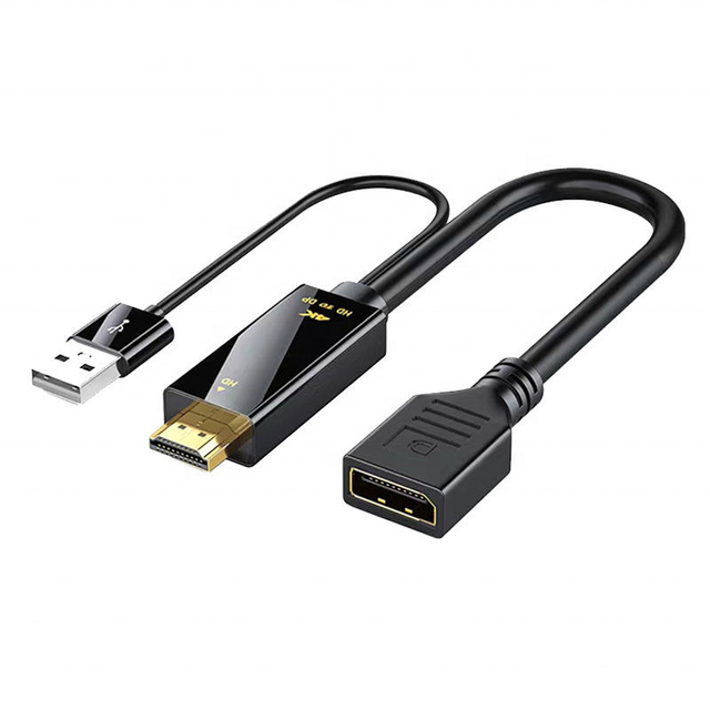 4K60hz HDMI to DP Adapter Cable Unidirectional for Desktop and Laptop Computers HDMI 2.0 to DisplayPort 1.2 with USB Powered
