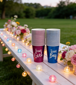 Confezione da 40 Bicchieri Metallizzati per Rivelazione del Sesso, Rosa e Blu, Squadra Ragazzo Squadra Ragazza, Bicchieri di Carta Usa e Getta per Decorazioni Festa Baby Shower - Product Image 3