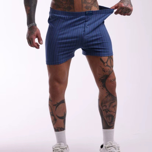 Boxers en coton pour hommes 100% coton bleu respirant doux confortable sous-vêtements masculins ceinture élastique tailles 48-66 fournisseur OEM - Product Image 1