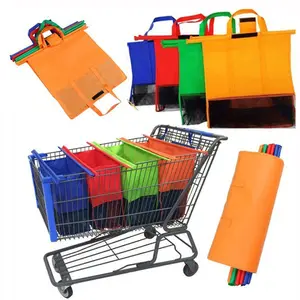 Foldable Reusable Supermarket Cart Trolley Non Woven Shopping Bag For Packing