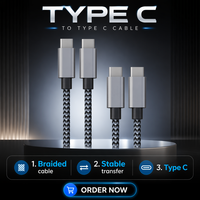 Câble USB certifié CE 60W 3A 5A, câble de charge rapide Type C vers Type C, câble de données à charge rapide, câble Type C tressé en nylon