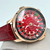 Boîtier de montre mécanique en or rose, bracelet de 22 mm, design à bouton, boîtier en acier inoxydable, cadran en verre minéral, résistant à l'eau 3 BAR