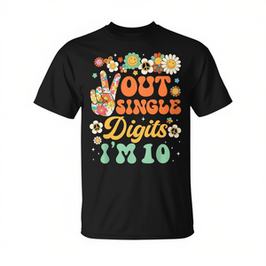 T-shirt Groovy per il 10° compleanno della ragazza, Peace Out Single Digits I'm 10 - Product Image 2