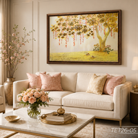 Lukisan Dinding Berlapis Daun Emas Buatan Tangan Dekorasi Rumah Seni Desain Bunga Pohon Produsen Vietnam Model TET26-6 Ukuran 60x80cm