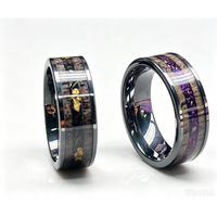 Nouvelle conception, bague en acier tungstène plaqué noir poli avec incrustation, bijoux de mode pour hommes
