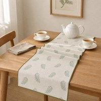 Chemin de table carré en lin imprimé style pastoral, motif floral végétal, pour fêtes, mariages, décoration intérieure, résistant à la chaleur, lavable en machine
