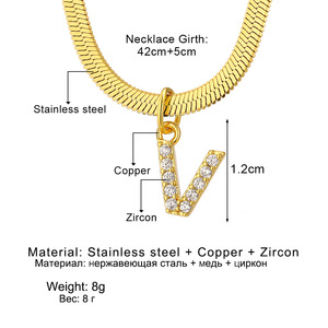<span class=keywords><strong>Collana</strong></span> <span class=keywords><strong>con</strong></span> Lettera Placcata in Oro 18K, <span class=keywords><strong>Ciondolo</strong></span> <span class=keywords><strong>con</strong></span> <span class=keywords><strong>Iniziale</strong></span> e Zirconi, Catena a Serpente in Acciaio Inossidabile 316L - Product Image 5