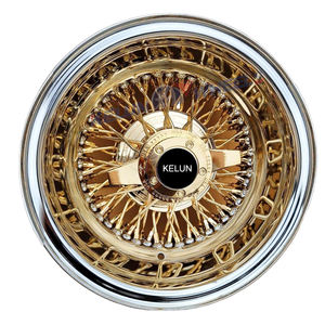 Jantes chromées à dentelle droite 13x7 Reverse 100 jantes 13 pouces roues en fil d'<span class=keywords><strong>or</strong></span> <span class=keywords><strong>24K</strong></span> style classique en <span class=keywords><strong>or</strong></span> central - Product Image 3