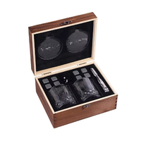 Coffret Cadeau de Luxe Rectangulaire Noir en Bois Fait Main de Haute Qualité pour Whisky avec Pierres à Whisky et Matériaux Recyclés