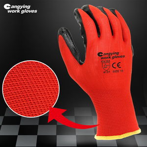 CHUANGYING commande en vrac de Chine gants de sécurité en <span class=keywords><strong>latex</strong></span> gants de travail gants en nitrile enduits de caoutchouc tissu <span class=keywords><strong>noir</strong></span> - Product Image 4