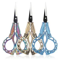 Ciseaux de style vintage à motif orchidée et fleur de prunier, ciseaux Lotus faits main avec motif main de Bouddha, ciseaux à tête brodée au point de croix