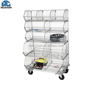 Chariot de ramassage mobile de chariot à <span class=keywords><strong>Chrome</strong></span> de chariot de chiffre d'affaires d'étagères de fil d'acier inoxydable avec des roues - Product Image 5