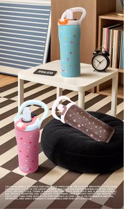 Mug de voyage isotherme en acier inoxydable Superfit avec paille, motif à pois mignon, thermos pour le bureau, le camping, OEM - Product Image 5